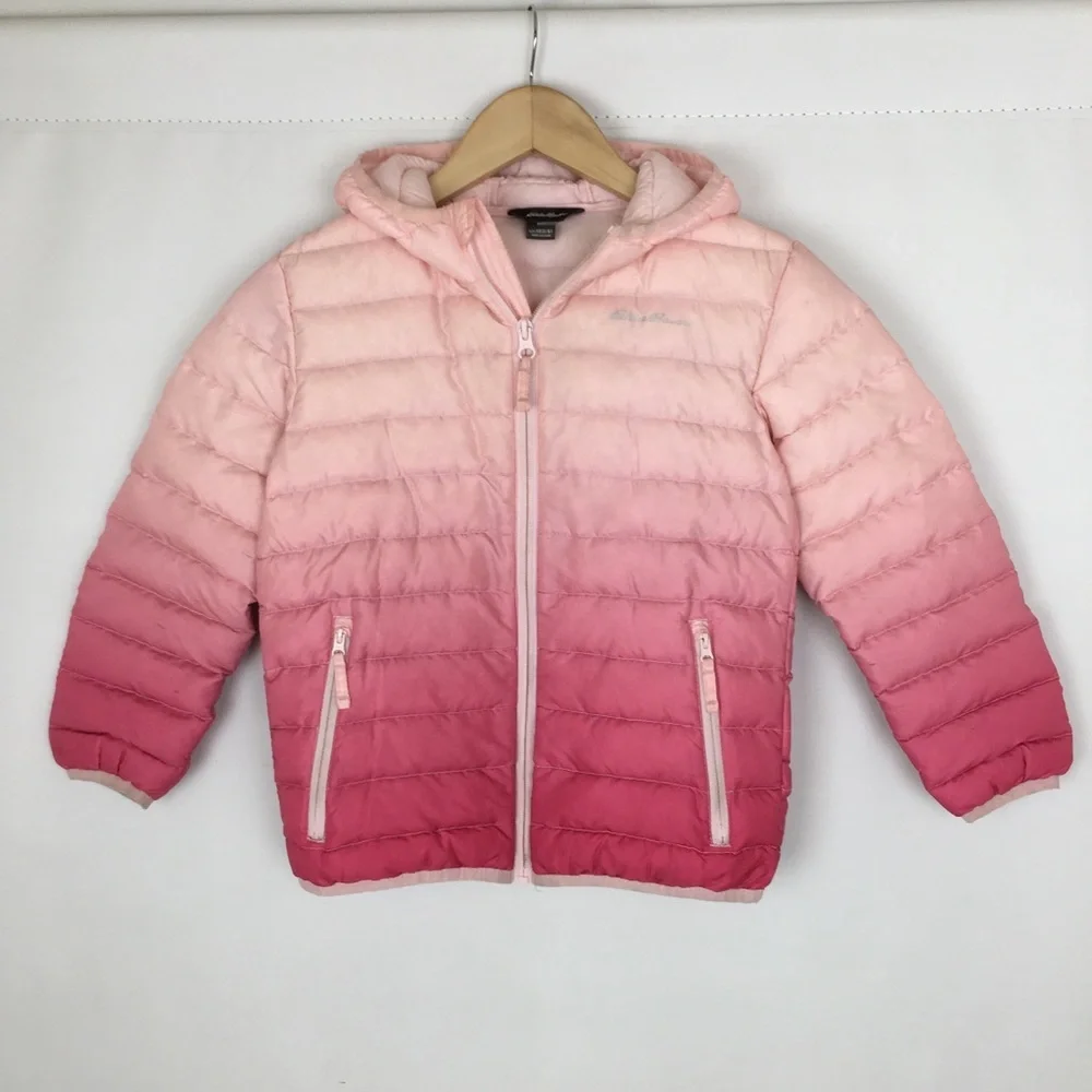 Eddie Bauer Girls Down Puffer Coat Pink Ombre Size XS 5/6
